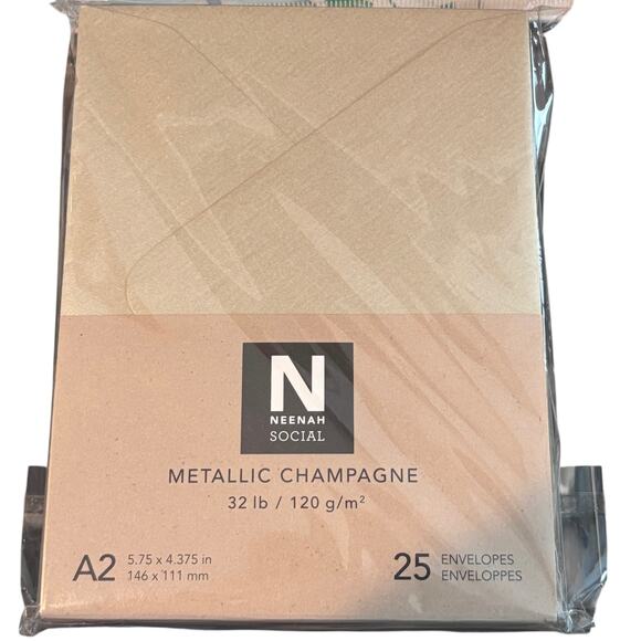 New 4 Packs of 25-Neenah Social A2 Envelopes in Metallic Champagne Wedding - Picture 2 of 5